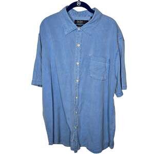 Nat Nast American Fit Blue Silk Blend Short-Sleeve Button-Up Shirt Size XL